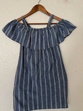 J. Crew Blue and White Striped Chambray dress size xxs Women’s